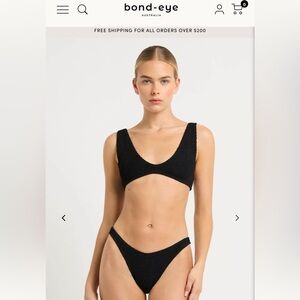 NWT bond-eye Black Textured Scoop Bikini Set